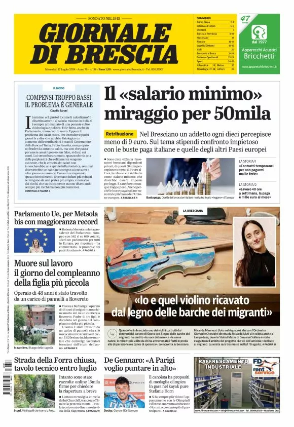 Prima-pagina-giornale di brescia-oggi-edizione-del-2024-07-17